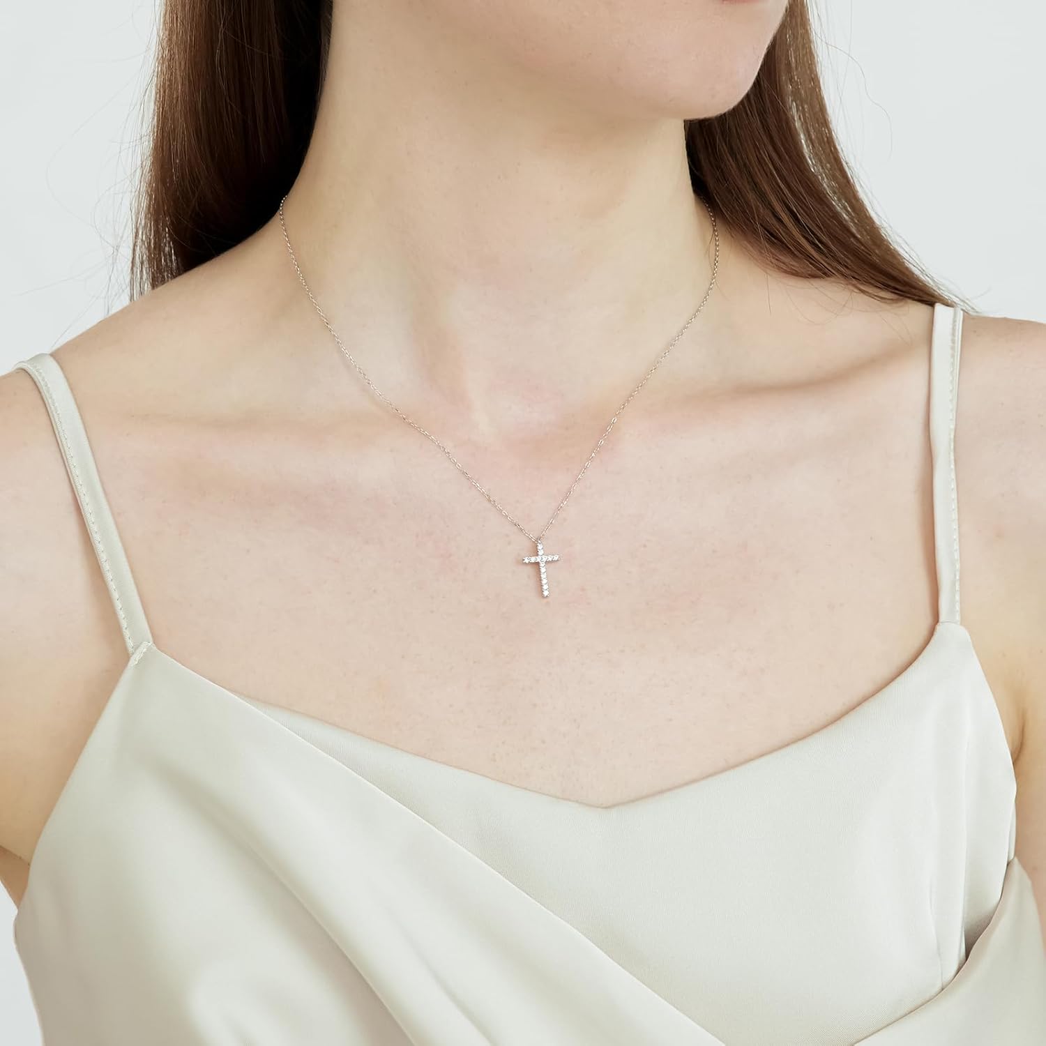 Dainty 925 Sterling Silver Cross Necklace for Women, Trendy Womens Cross Necklace for Girls Simple Silver Pendant Link Chains for Teen Girls Birthday Jewelry Gifts - Image 3