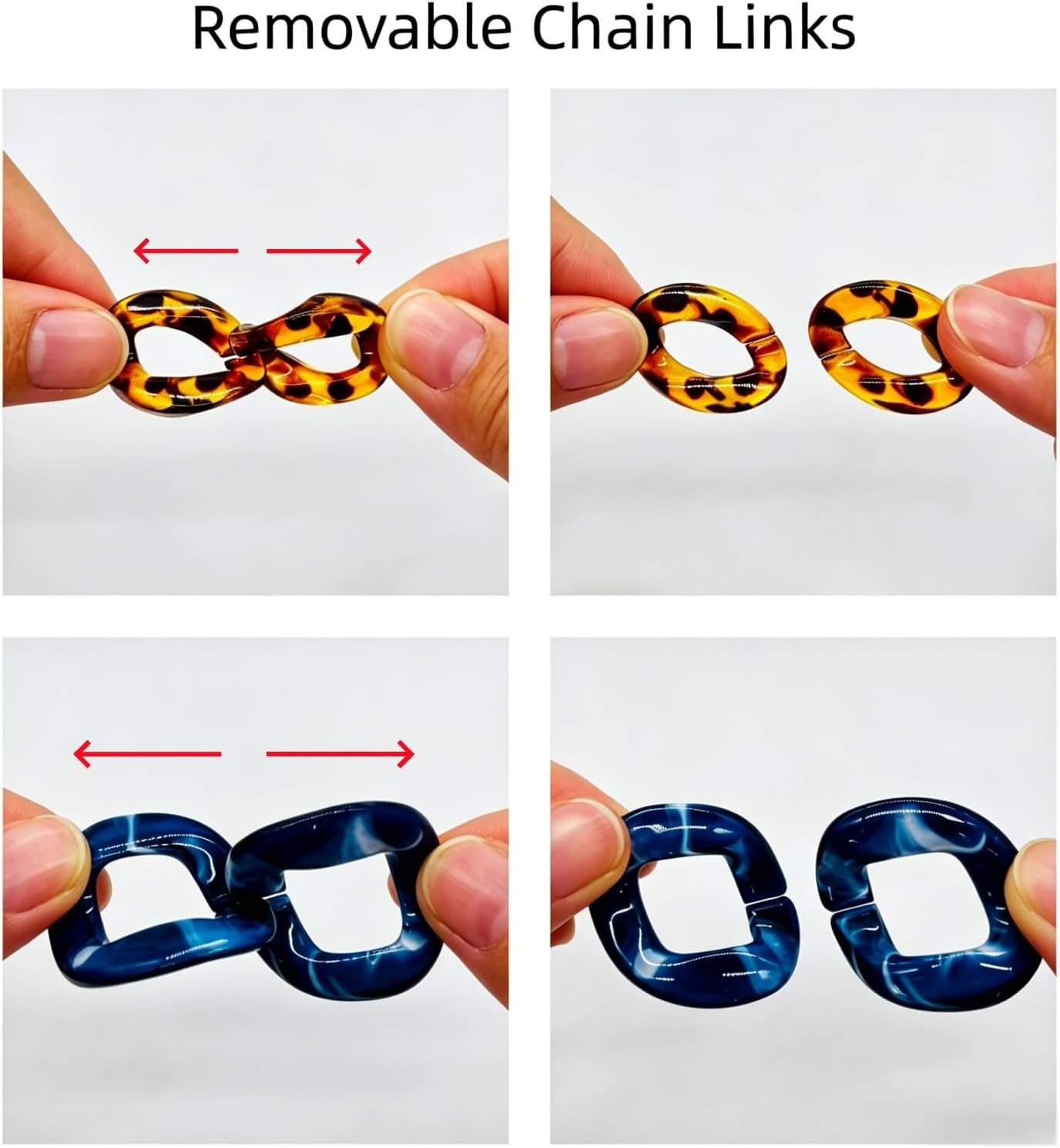 Havique Purse Chain Bag Chain Shoulder Crossbody Straps for Purses Handbags Strap Replacement, Acrylic Leopard Print 48"