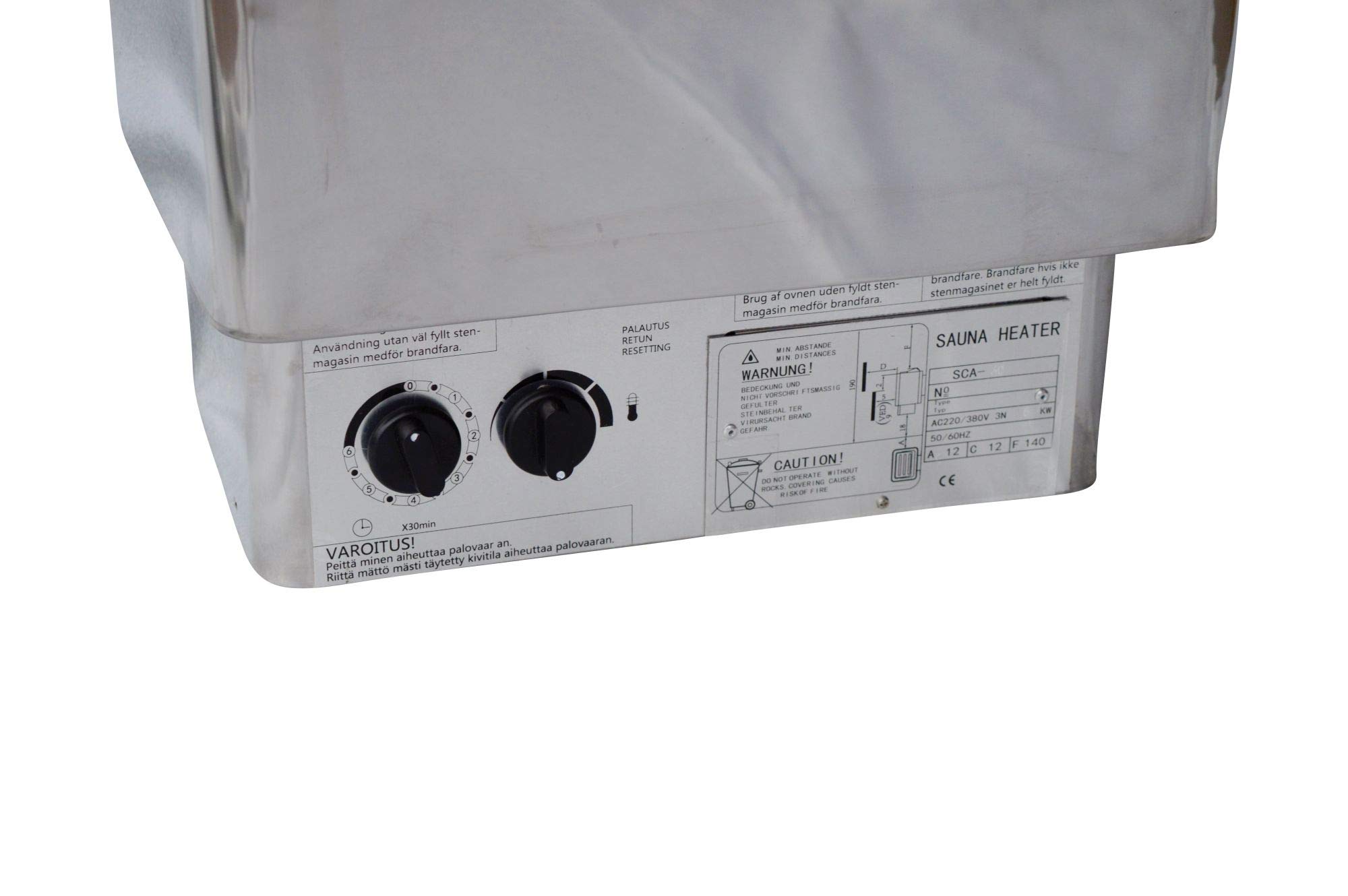 Estufa eléctrica para sauna de acero inoxidable 4,5 kW con control integrado