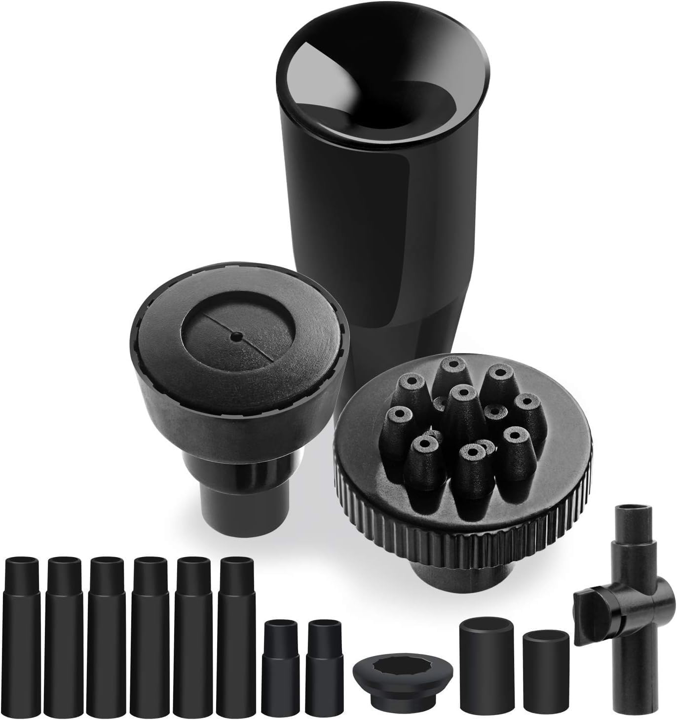 THE WHITE SHOP Fountain Pump Nozzle kit, Water Fountain Spray Head Set-Mushroom Water Fountain Spray Heads for Pond Fountains Submersible Pump Pool-L Black (Material : SMALL)