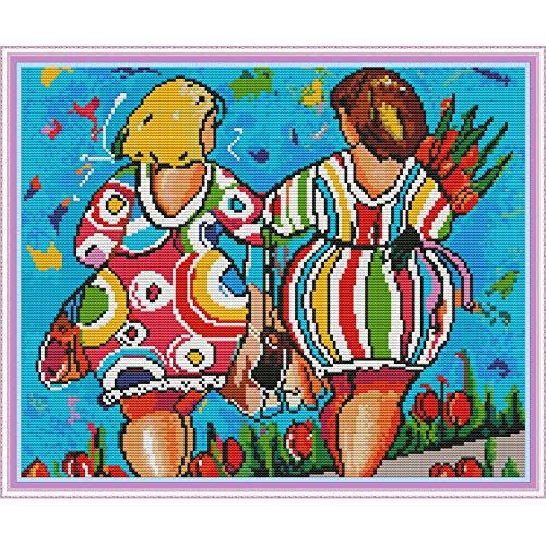 Cross Stitch Stamped Kits Pre-Printed Cross-Stitching Starter Patterns for Beginner Kids or Adults, Embroidery Needlepoint Kits (Fat Buttocks 19.7×16.5 inch)