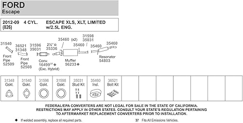 Miniatura 4 de Walker 54803 Resonador de escape de ajuste directo y conjunto de tubería