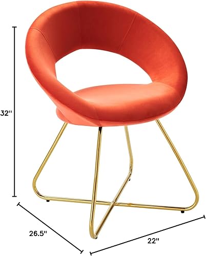 Miniatura 2 de Modway Nouvelle Moday - Juego de 2 sillas de comedor de terciopelo de alto rendimiento, color dorado y naranja
