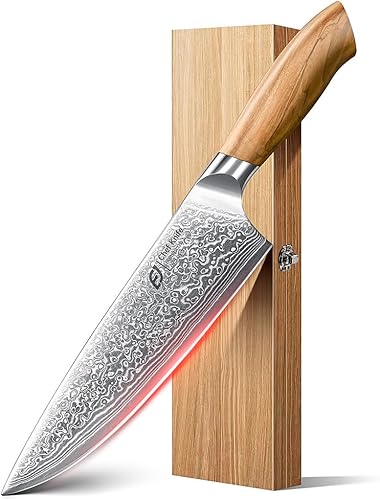 Miniatura 8 de Juego de cuchillos de cocina de Damasco Emojoy, 3 piezas de cuchillos de chef japoneses, cuchillo de 67 capas de Damasco con mango de madera de