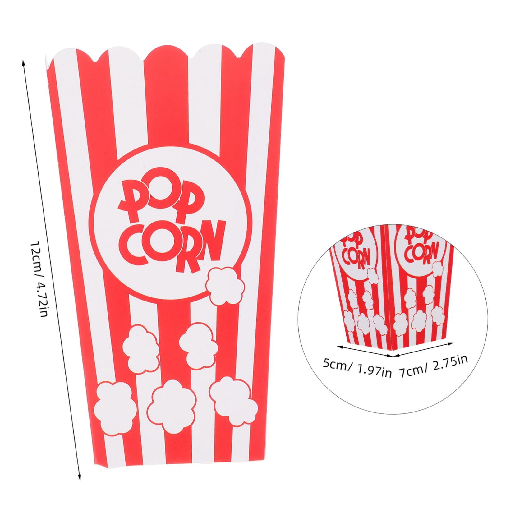 SOLUSTRE Valentine's Day Party Popcorn Box Striped Paper Snack Bags Movie Night Popcorn Holder