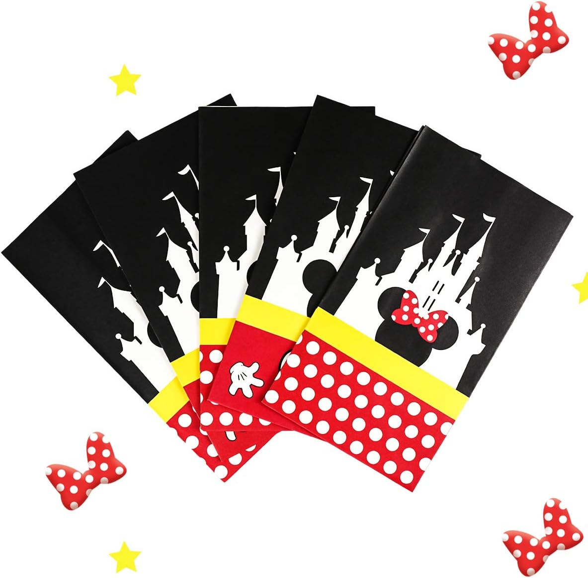 MOAXMOA Party favor Gift Bags Candy Treat Bags Birthday Baby Shower Wedding Mickey Minnie Theme Decorations Supplies with Stickers Set of 24 - Image 6