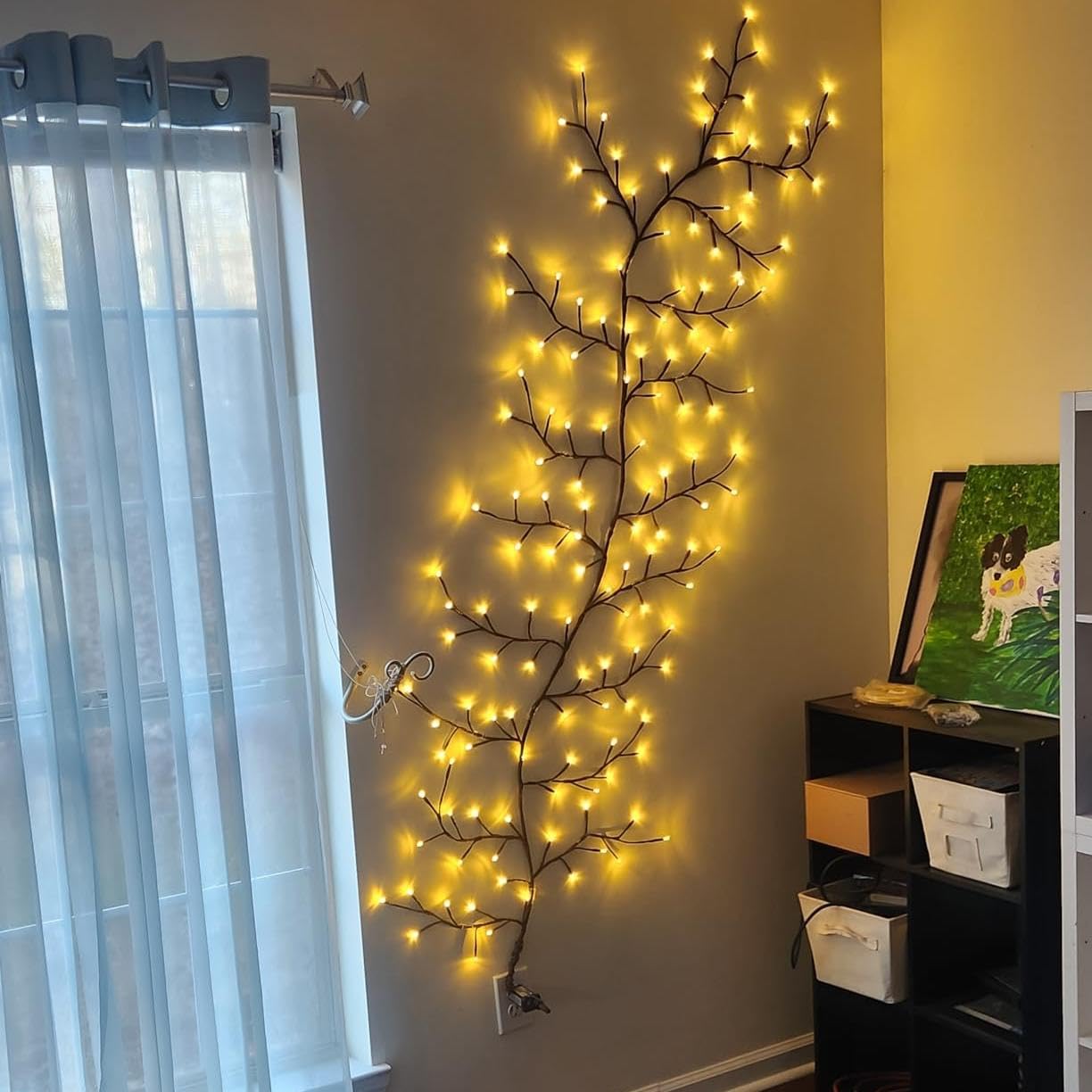 Lichterkette Weidenrebe Innen Zimmer Deko – 144 LEDs Baum Lichterketten mit Fernsteuerung & Stecker, Künstliche Lichterzweige für Wanddeko, Wohnzimmer & Schlafzimmer (2 Stück)