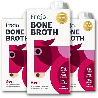 Beef Bone Broth | Grass-Fed | Collagen, Protein & Amino Acids | Low Carb, Keto & Gluten Free | Clear Liquid Broth, not Beef Stock Cubes, Powder or Concentrate | 3 x 500ml