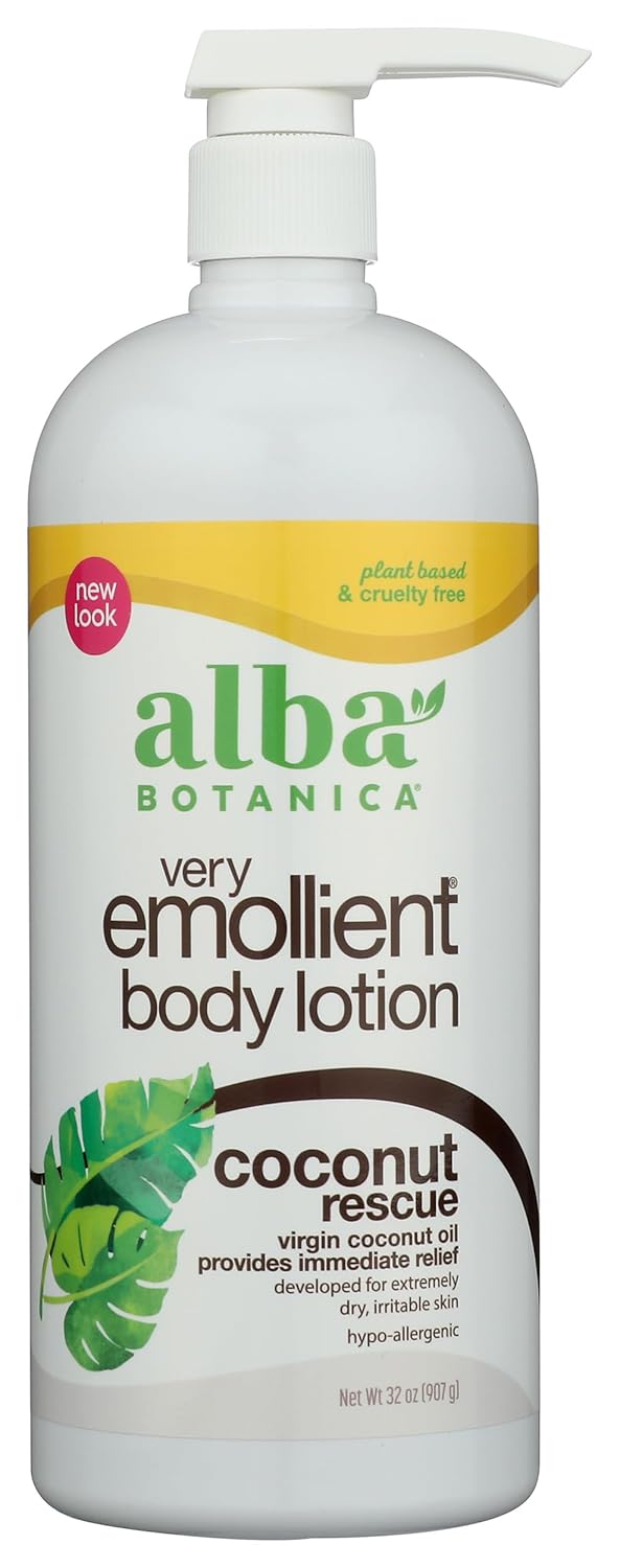 Alba Botanica Very Emollient Body Lotion, Coconut Rescue, 32 oz. (Packaging May Vary)