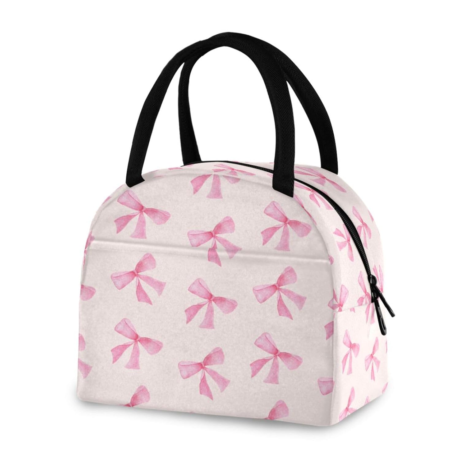 Blueangle Pink Bow Lunch Bag Insulated Lunch Box Small Leakproof Cooler Food Lunch Containers Reusable Lunch Tote Bags