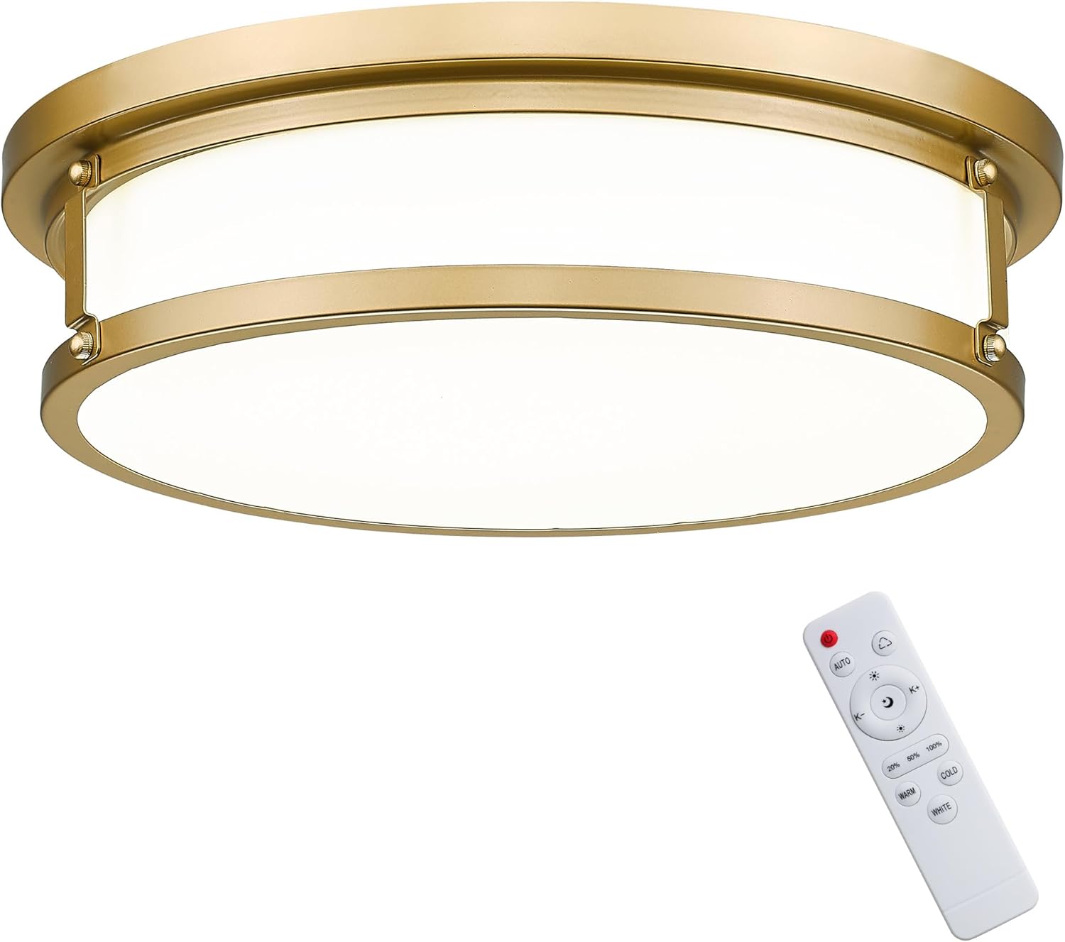 kudos 15 Inch Gold Flush Mount Ceiling Light Fixture, Modern LED Light Fixtures Ceiling Mount with Remote Control for Kitchen, Living Room, Bedroom, Hallway, 32W/1800Lm, 5CCT, KDCL03-GD-L-RM Gold (Remote Control) 15-INCH