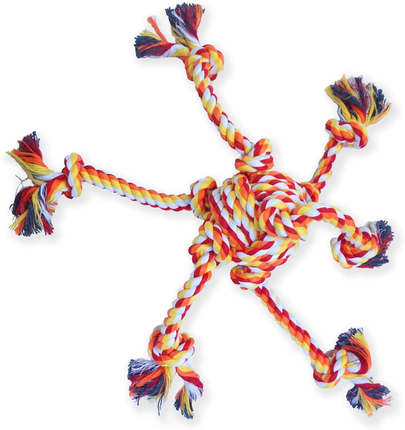 Meow&Woof Interactive Rope Toys Indestructible 1.7lbs Ropes with 7 Knots for Aggressive Chewers and Large Dogs, Ideal for Multi-Dog Tug of War and Teeth Cleaning Enrichment for Medium Breeds-Orange