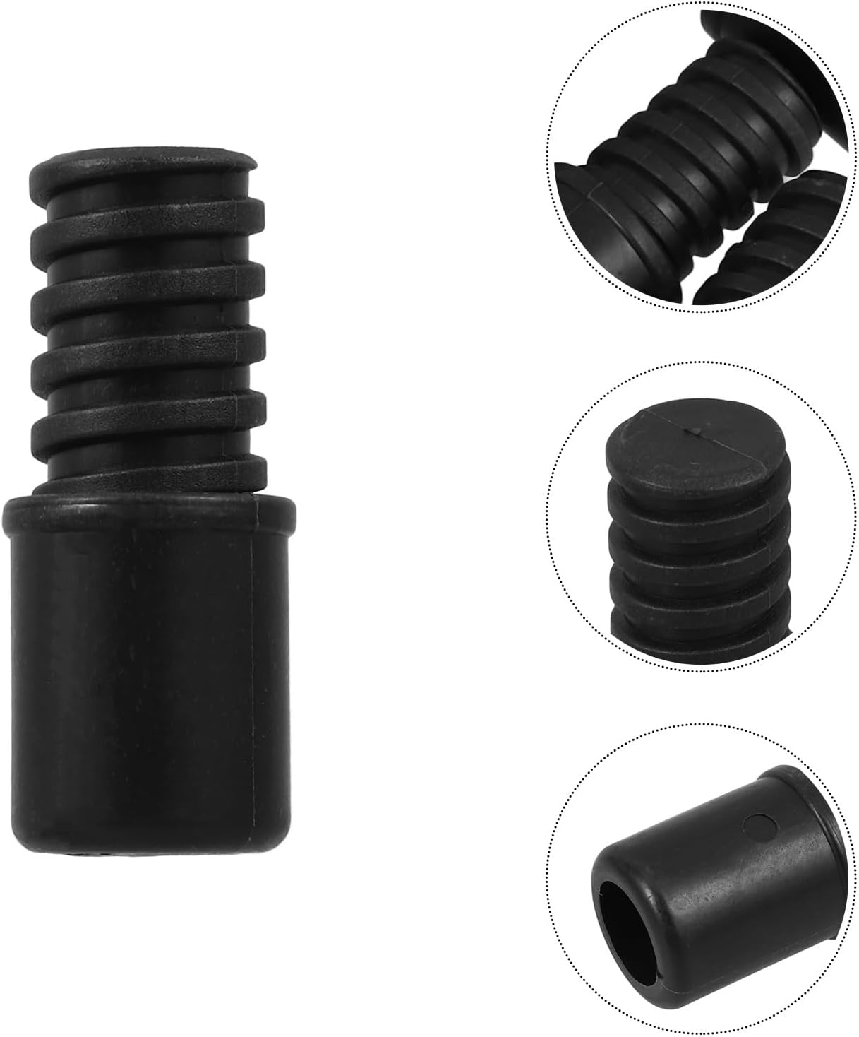 Uonlytech 10pcs Mop Handle Threaded Tip Replacement Broom Handle Pole Part 22mm Black Plastic Extension Pole Cleaning Tool Accessories for Household Mopping
