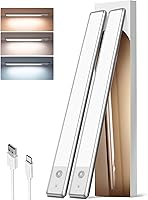 Vista 9 de EZVALO Iluminación bajo gabinete, luz LED recargable de 98 LED con sensor de movimiento para interiores, luces magnéticas regulables para armario