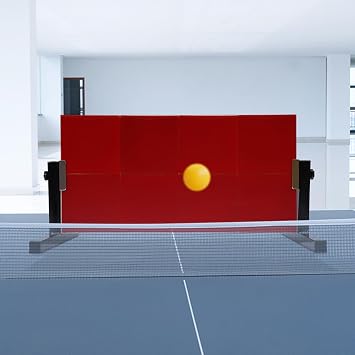 Table Tennis Rebound Board, Ping Pong Rebounder Board Vertical Table Tennis Return Board, Ping Pong Trainer with 360  Height Adjustable, with T-shaped Brackets 66 x 33 cm