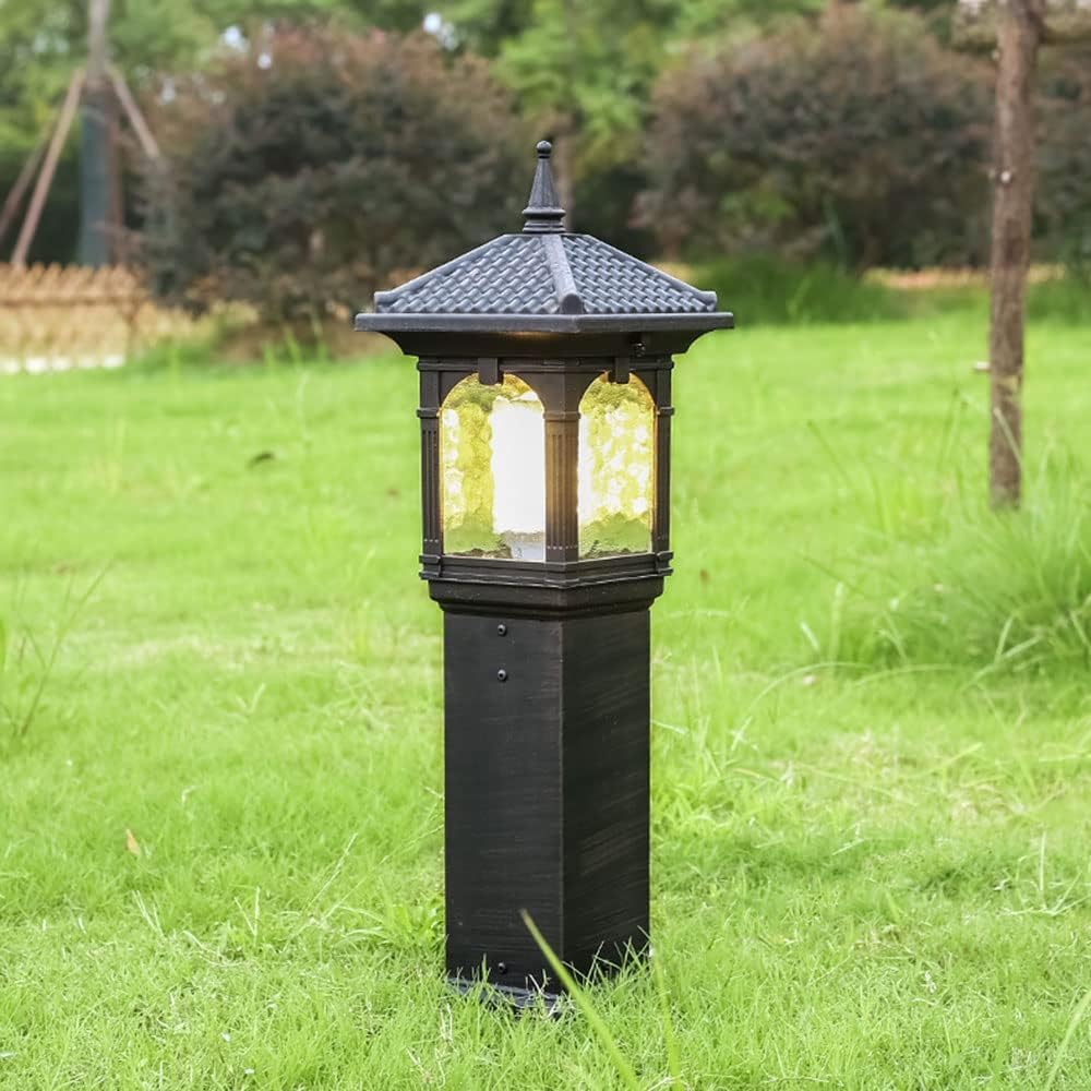 QUSYZD European-Style Waterproof Post Light Fixture Outdoor Pole Lantern Pillar Light Fixture Lawn Lamp Street Light Post Cap Light Dock Deck Lighting for Garden Yard Post Pole,