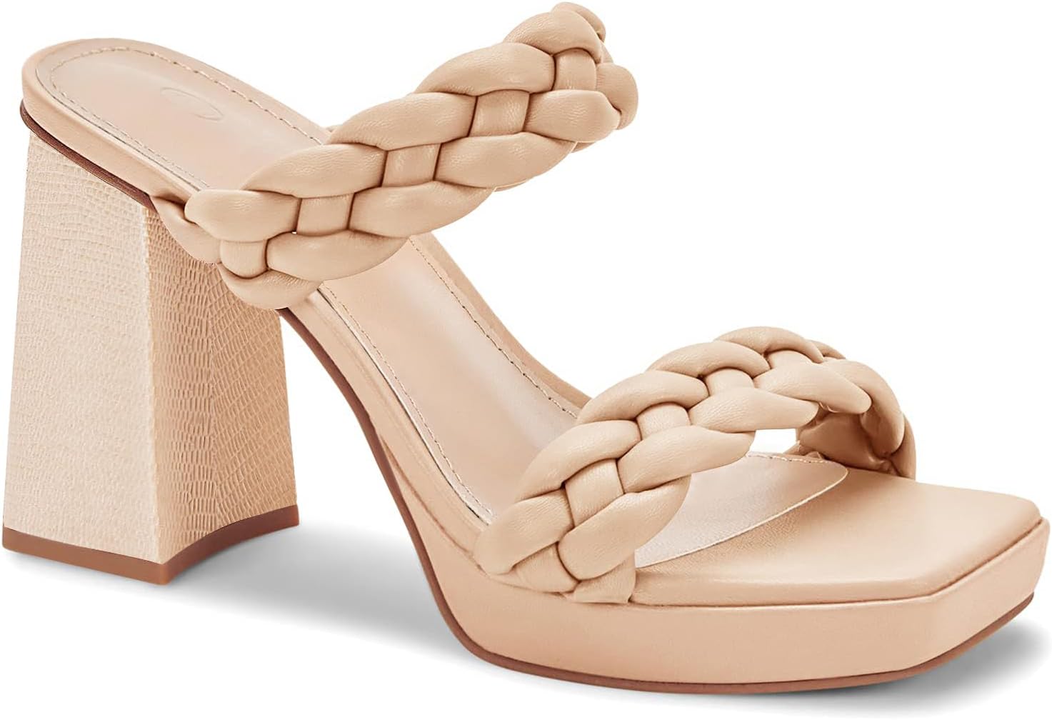 Womens Platform Heels Chunky Heel Braided Heeled Sandals Slip on High Mules Party Summer Dress Shoes