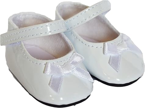 White Bow Mary Janes Fits 18 Inch Girl Dolls and Kennedy and Friends Dolls- 18 Inch Doll Shoes