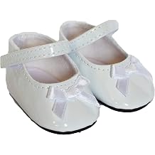 White Bow Mary Janes يناسب 18 Inch Girl Dolls و Kennedy and Friends Dolls- 18 Inch Doll Shoes