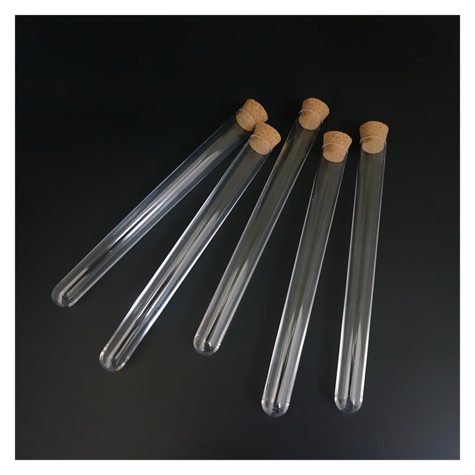 MENGKE 20pcs 30pcs 50pcs 100pcs 200pcs 18ml 15x150mm Laboratorio Provette Di Plastica Trasparente Fondo Tondo Tubo Fiala Con Tappo In Sughero(200pcs)