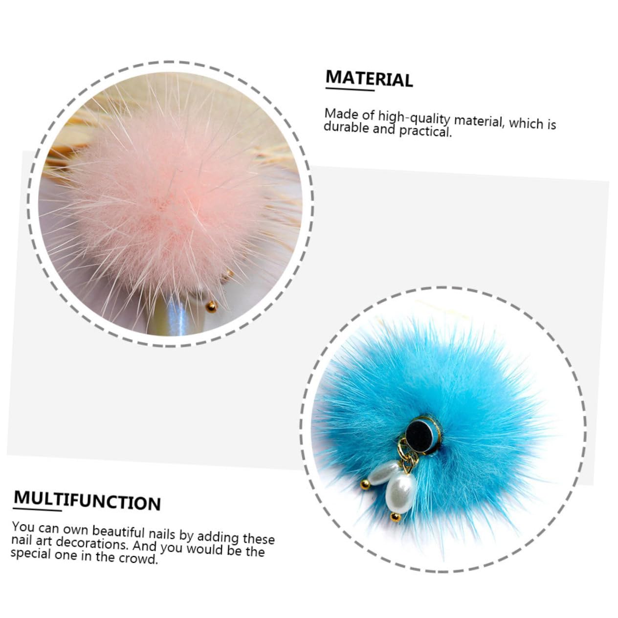 SEWACC 33pièces Accessoires De Nail Art Pompons Moelleux Décoratifs Pour Décor De Beauté Pour Manucure Design Amovible Et