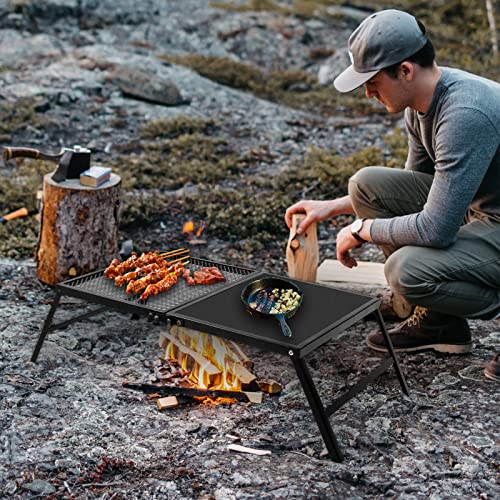 Hqz Portable Folding Campfire Grill, Fire Pit Grill Grate And Camp Fire Cooking Rack，Camping Grill For Family Cooking, Bbq, Rv, Picnic, Party. #TOP2