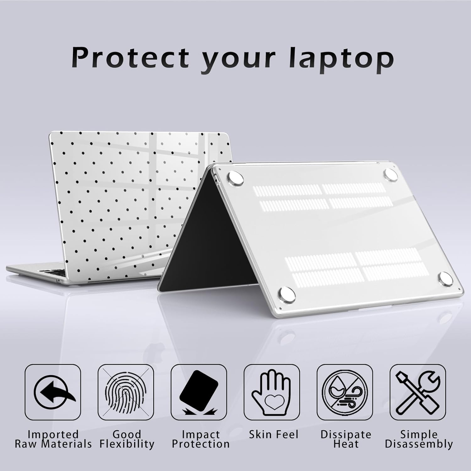 Compatible with MacBook Pro 13 inch Case M2 2025, 2024-2016 A2338 M1 A2251 A2289 A2159 A1989 A1708 A1706, Cute Black Polka Dot Protective Hard Shell Clear Cover for Mac Pro 13