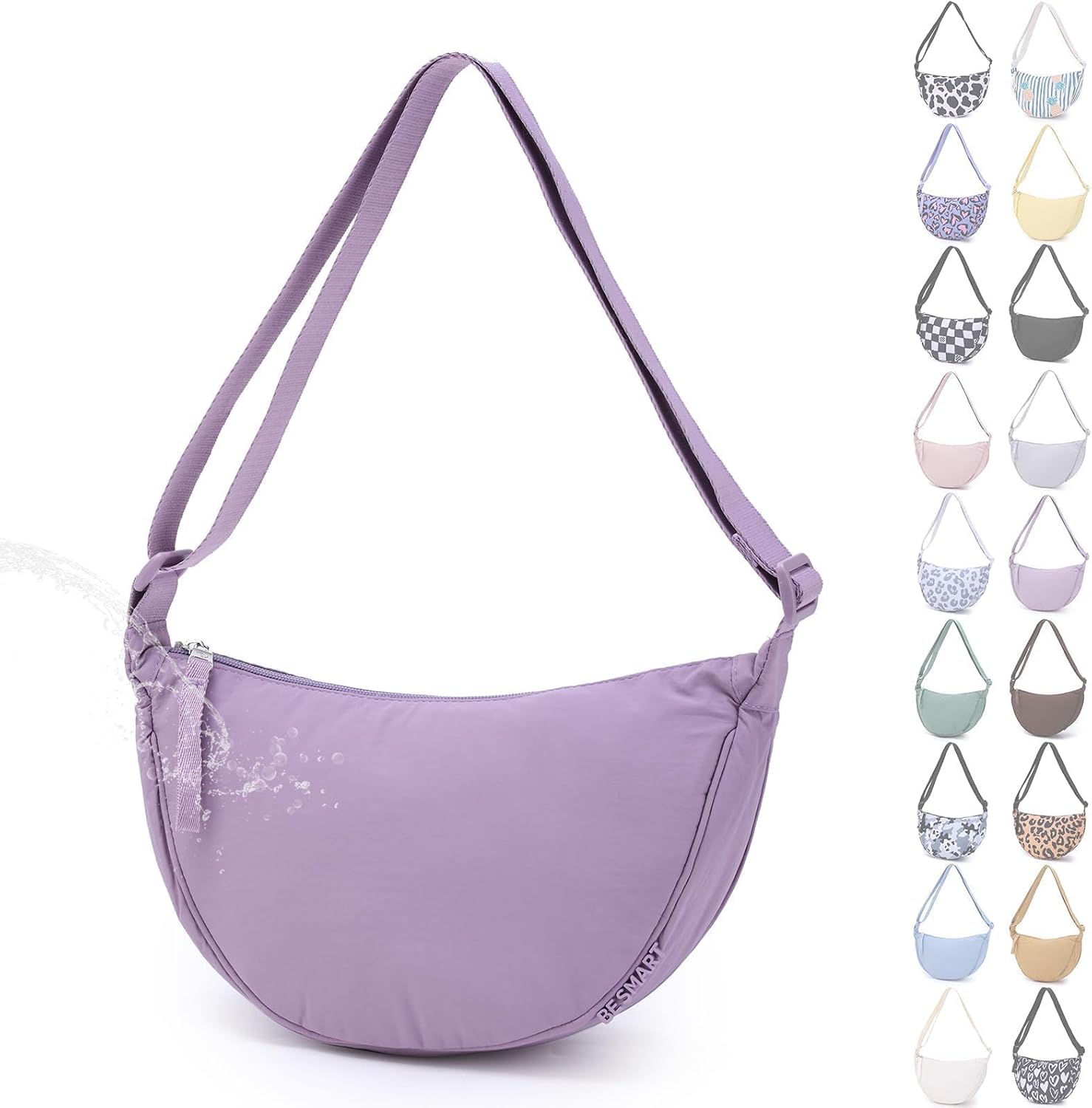 BESMART Small Nylon Crescent Crossbody Bag for Women...