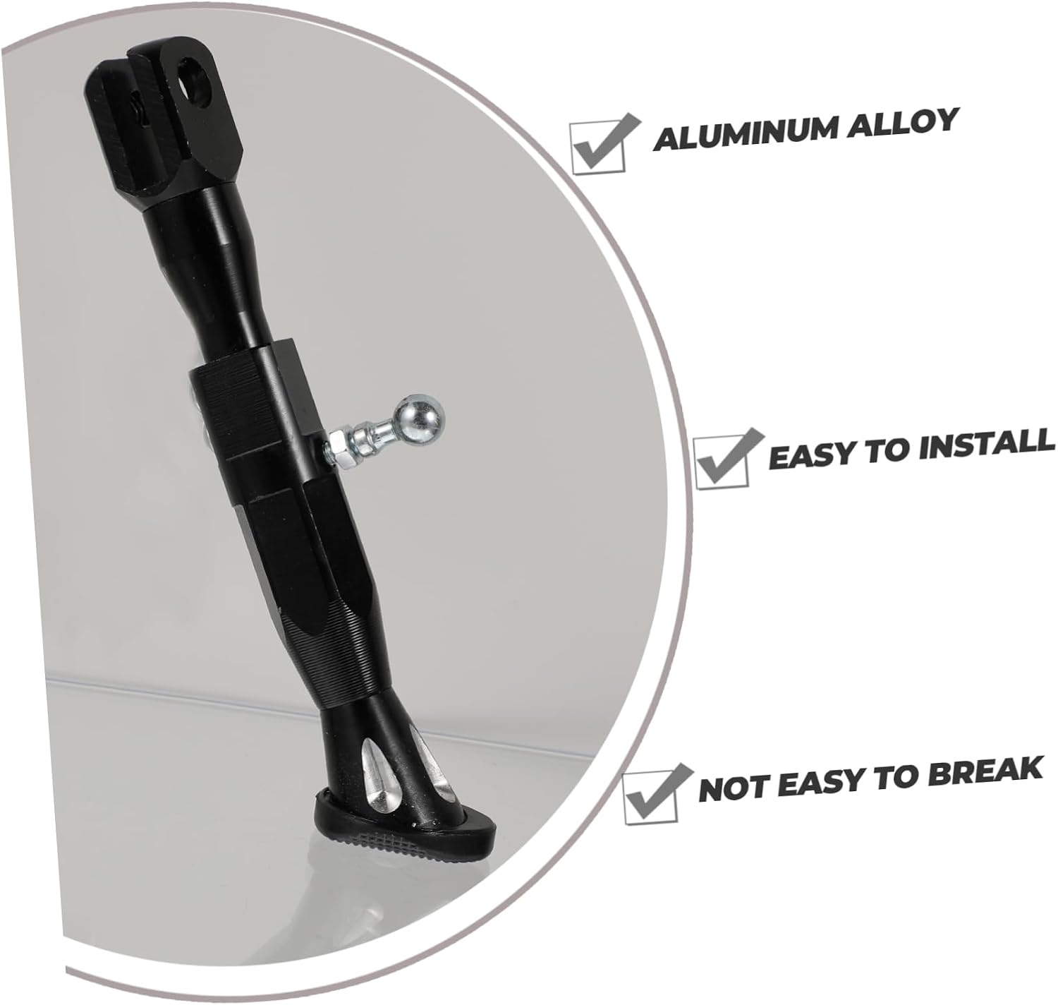 Side Stand Adjustable Motorcycle Kickstand Aluminum Alloy Black