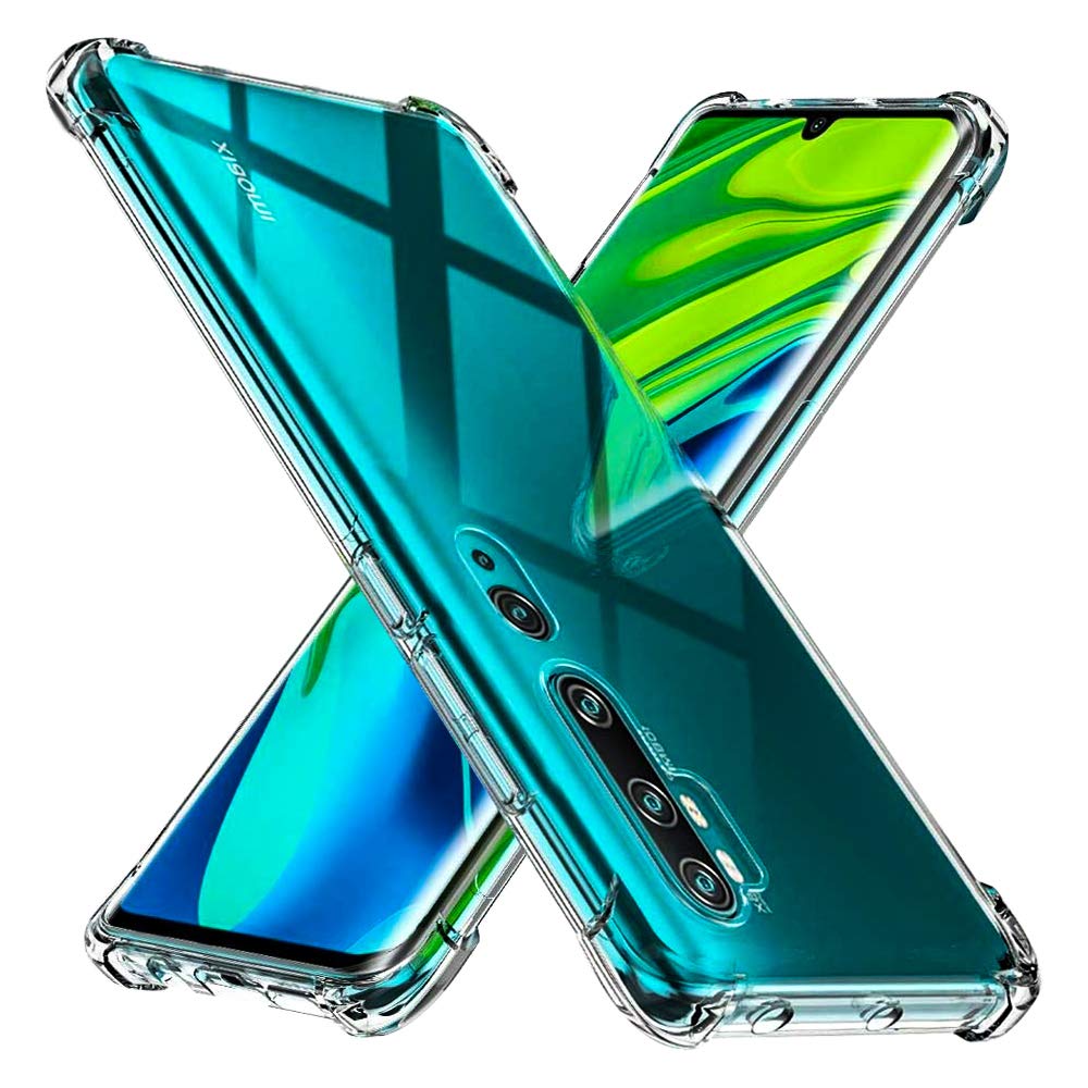 PULEN for Xiaomi Mi Note 10 Case,Soft TPU Rubber Gel Shock-Absorption Bumper Scratch Proof Protective Back Cover - Clear