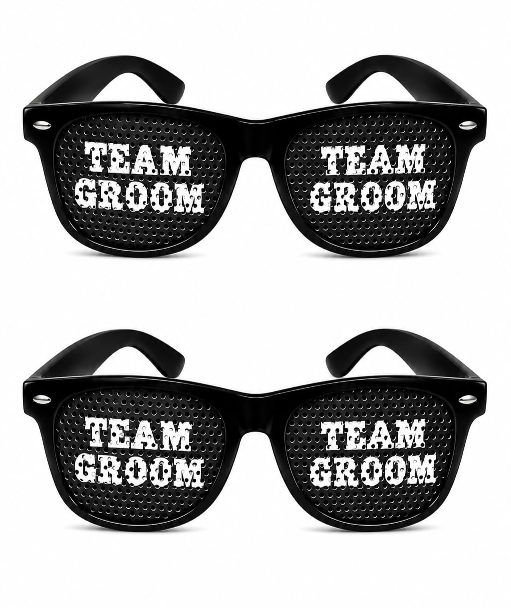 6 PCS Team Groom Party Sunglasses | Wedding & Bachelor Party Photo Booth Goggles | Premium Black Plastic Fun Glasses | Lightweight, Comfortable & Reusable | Unisex Celebration Accessories-picture-10
