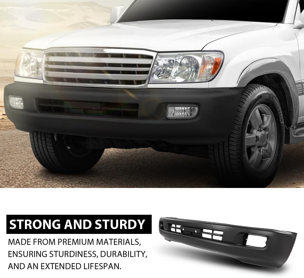 G-PLUS Front Bumper Cover Fog Lamp Holes Primed Compatible with Toyota Land Cruiser Base 2003-2007 5211960918, TO1000267
