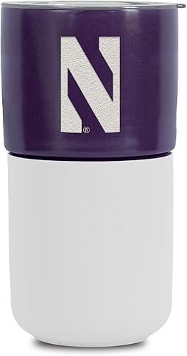 Miniatura 104 de Rico Industries NCAA Miami of Ohio Redhawks - Vaso de cerámica de 16 onzas con agarre de silicona, grabado láser profundo, diseño de color negro