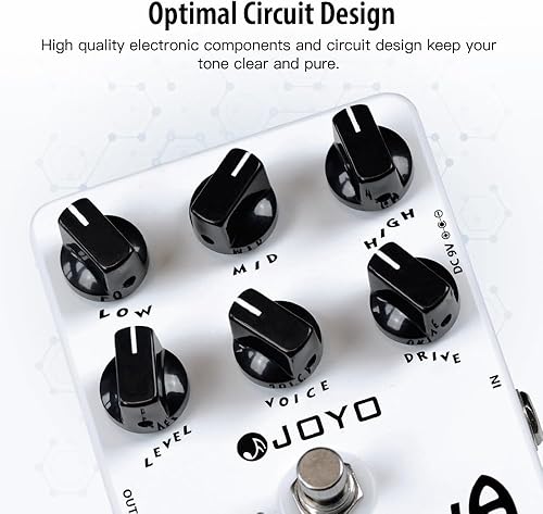 Miniatura 132 de JOYO Pedal de distorsión de alta ganancia de AC/DC Crunch a Heavy Metal con ecualizador de rango completo para efecto de guitarra eléctrica - Bypass