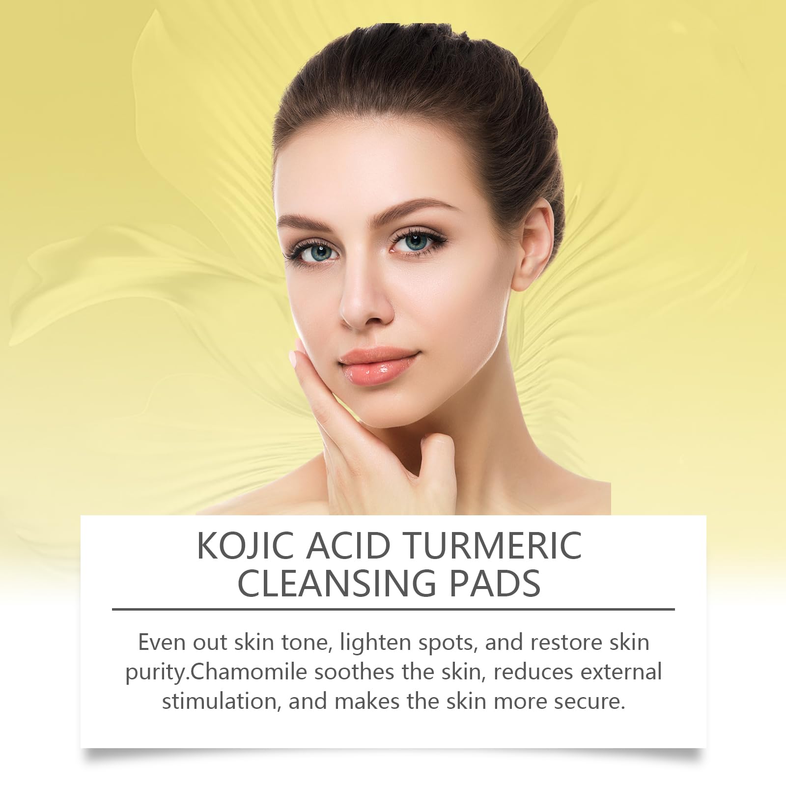 Tampons Nettoyants au Curcuma pour Le Visage,Kojic Acid Pads,Turmeric Kojic Acid Pads,Curcuma Kojic Acid Cleansing Pad,Curcuma Exfoliants Pad,Curcuma Éponge Nettoyante Pour Visage,60 Pièces