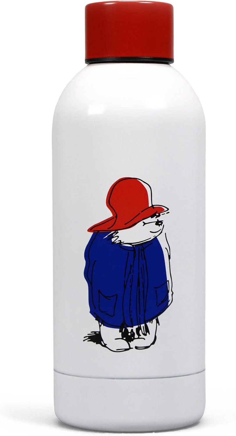 Half Moon Bay Travel Water Bottle Tumbler With Screw On Cap, 13.5 Oz Double Walled Stainless Steel, Iconic Paddington Bear