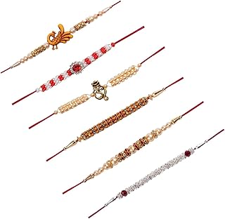 OM Rakhi for Brother Indian Rakhi Sets Raksha Bandan Faux Pearl Thread Rakhi Bracelet for Brother & Bhabhi Raksha Bandhan Gift for Bhabhi