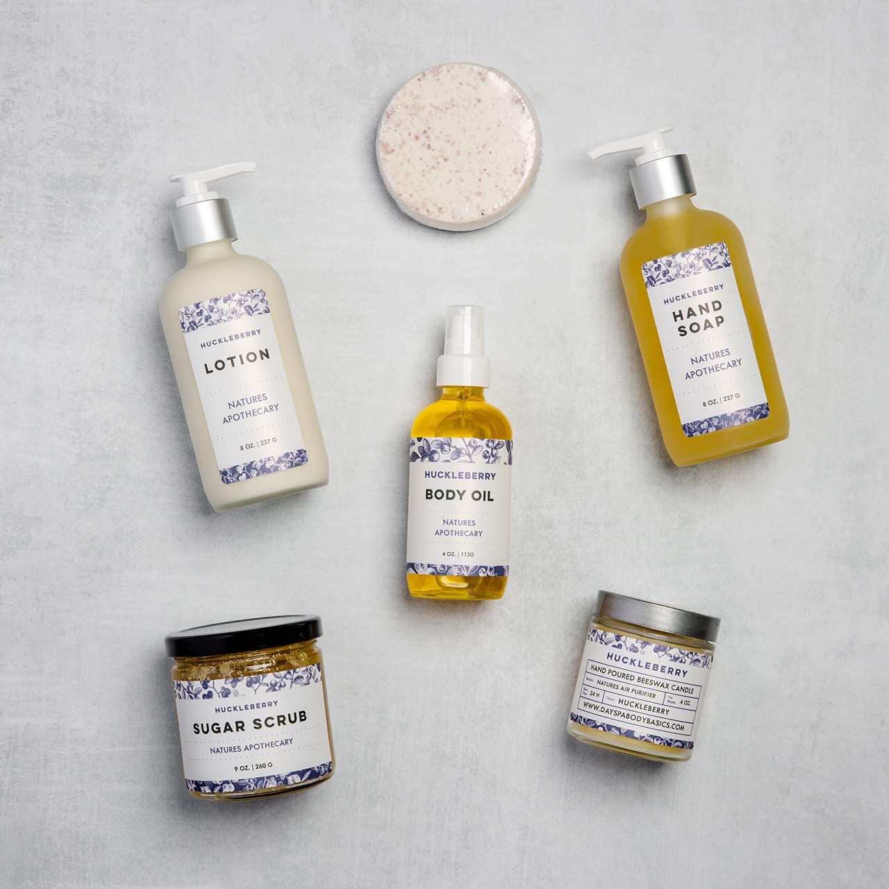 Huckleberry Bath & Body Gift Box - The Gift of a Luxurious Home Spa Treatment - All-Natural, Hypoallergenic, Plant-Derived, Made in USA by DAYSPA Body Basics