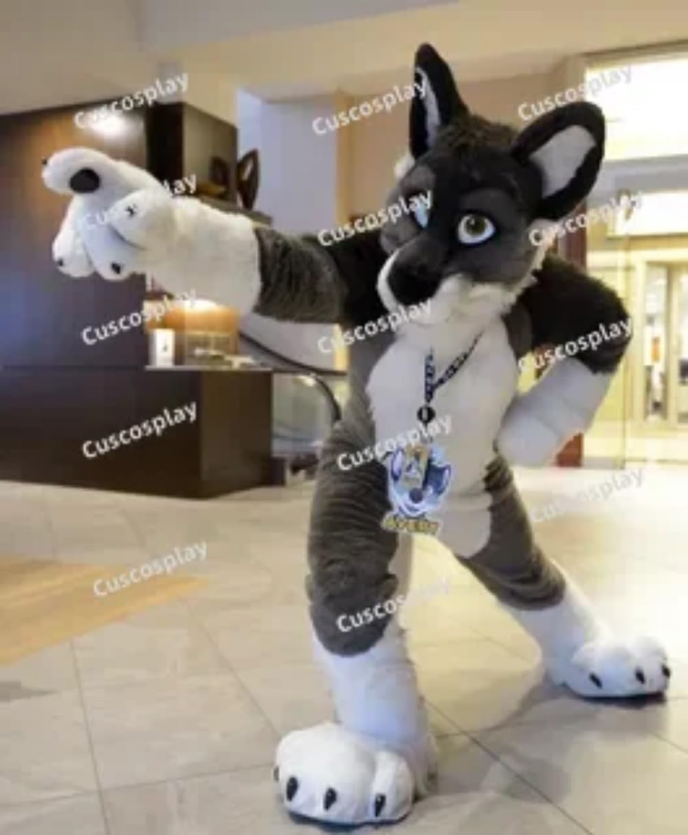 Long Furry Husky Fursuit Mascot Costume Cartoon Anime Theme Character Adults Outfit