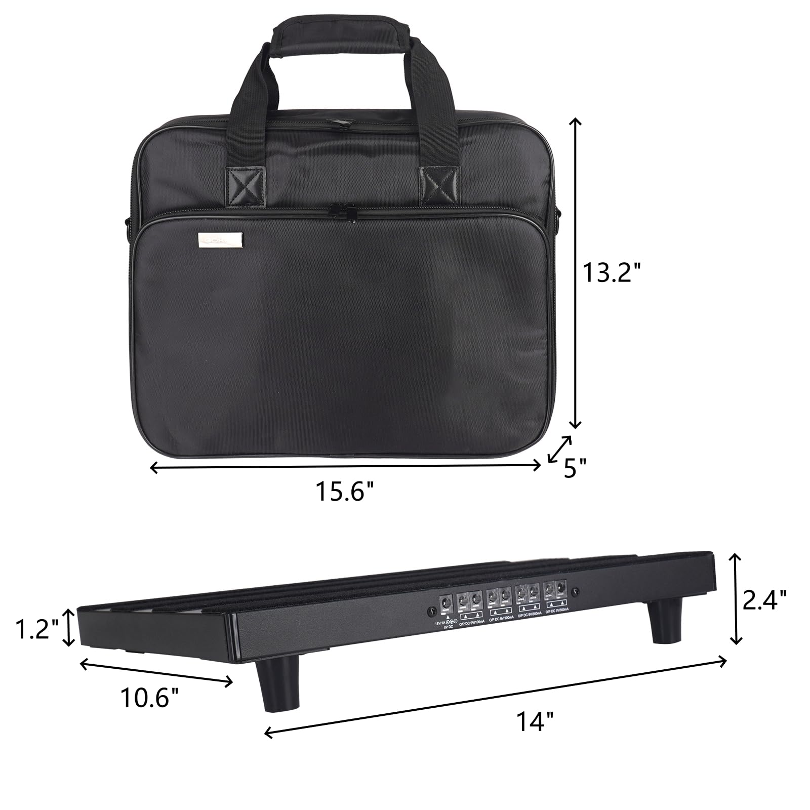 GOKKO Pedaliera per chitarra con alimentatore integrato, 35,6 x 26,9 cm, in alluminio