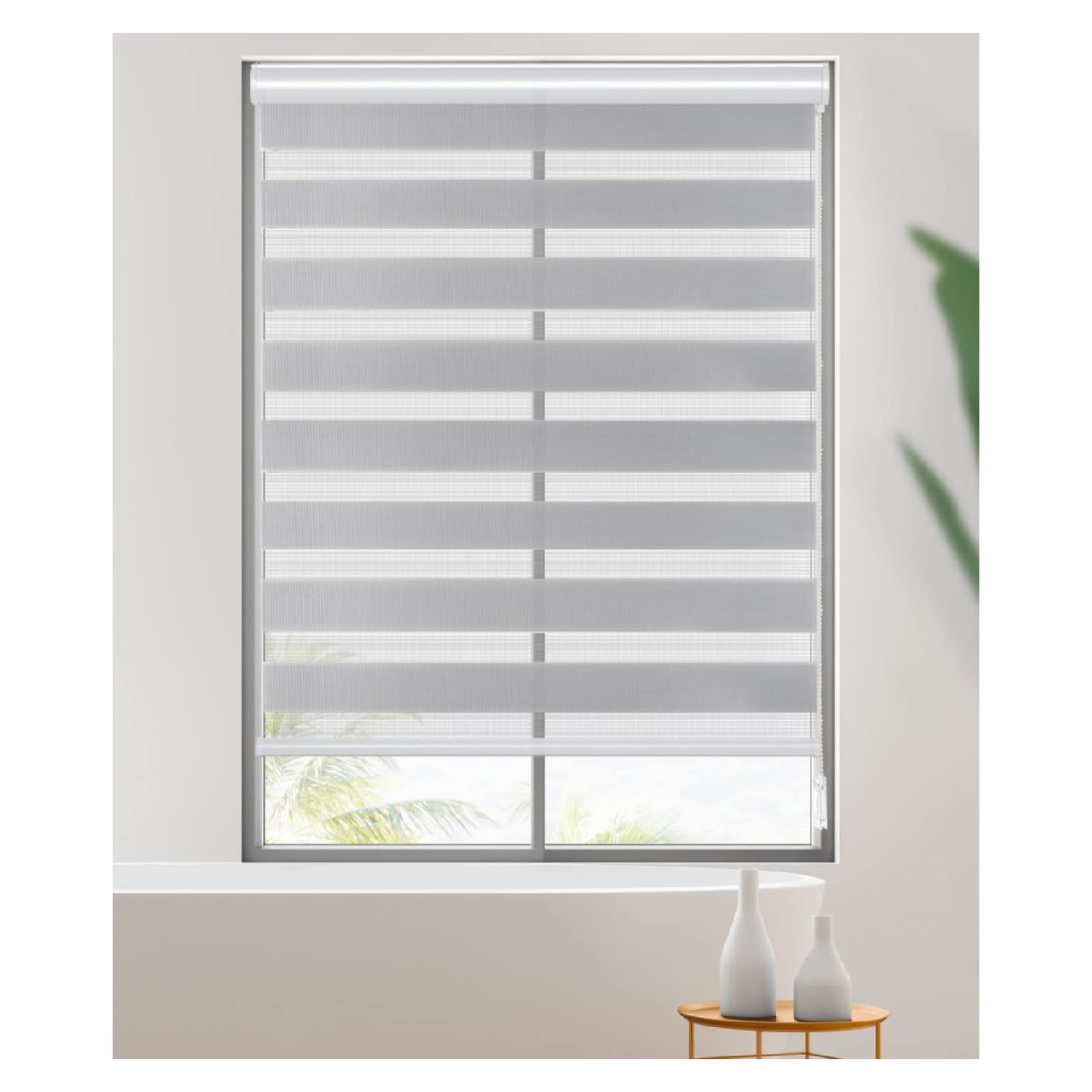 Tenda A Rullo Zebra Doppio Strato 94x165 Cm Grigio – Filtro Luce E Privacy, Facile Montaggio Per Finestre E Porte
