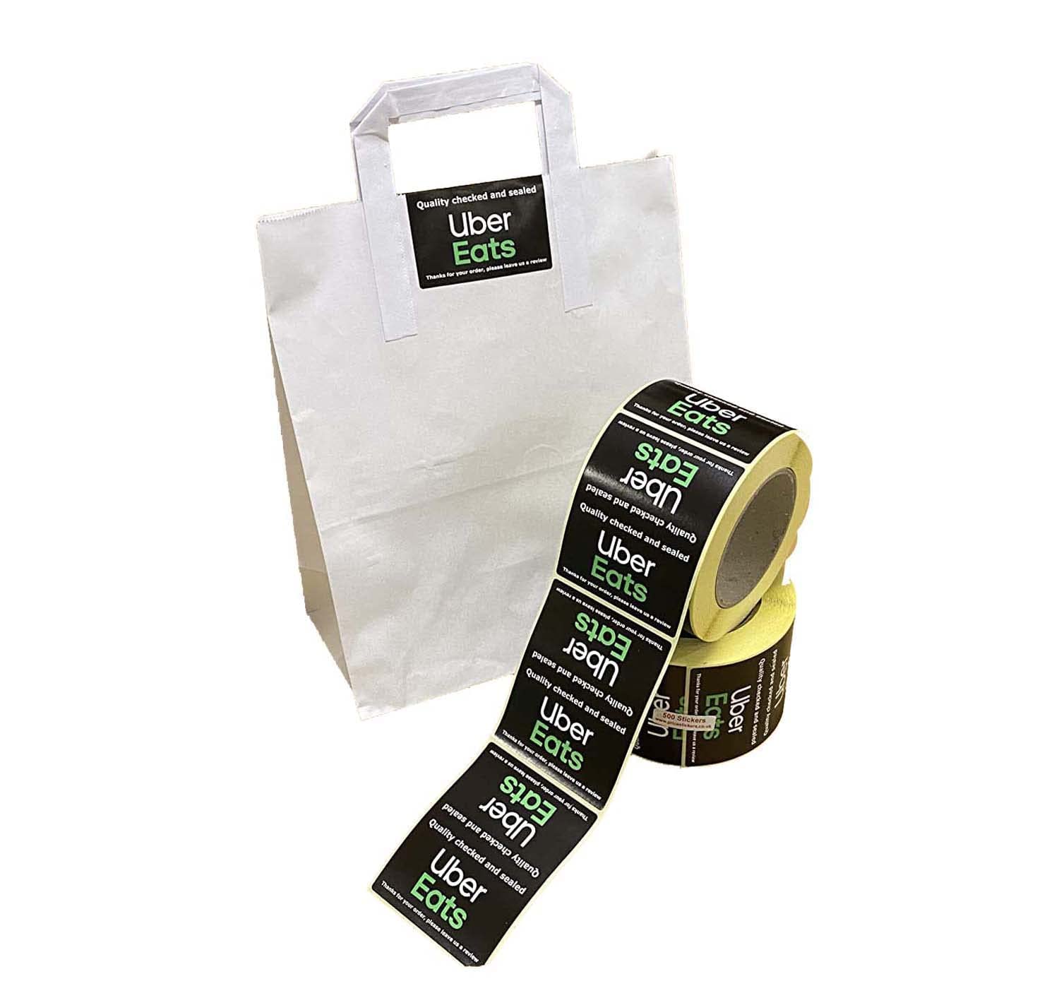 Takeaway Bag Seals Sticky Labels for Food Delivery 80x100mm - 1000pcs/2 Rolls Durable Sticky Food Bag Label, Self Adhesive Paper for Uber Eats Delivery Bags, Label Sticker Pack, by Price Stickers