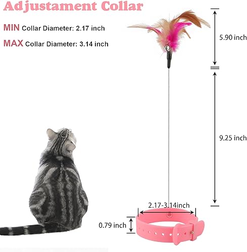 Miniatura 2 de KALAMANDA Juguete de collar de gato, 3 piezas de juguete de plumas de gato con cuello para el cuello, juguetes interactivos con campana para gatitos