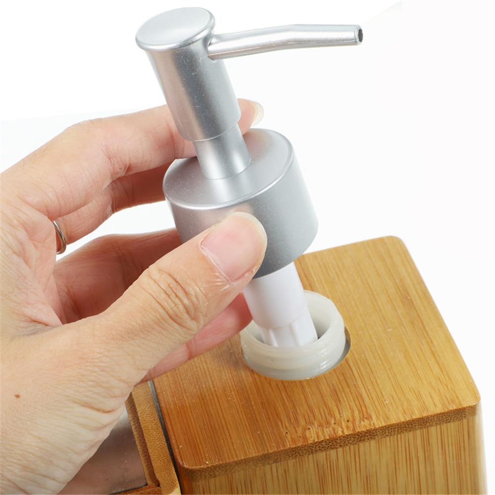 Juego de Accesorios de baño de bambú de 4 Piezas con Bandeja, dispensador y portavasos de Varios tamaños