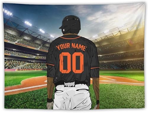 Miniatura 1 de Ubbuigi Tapiz de béisbol de ciudad, arte de pared personalizado, regalos impresos personalizados para fanáticos, hombres y mujeres, diseño de