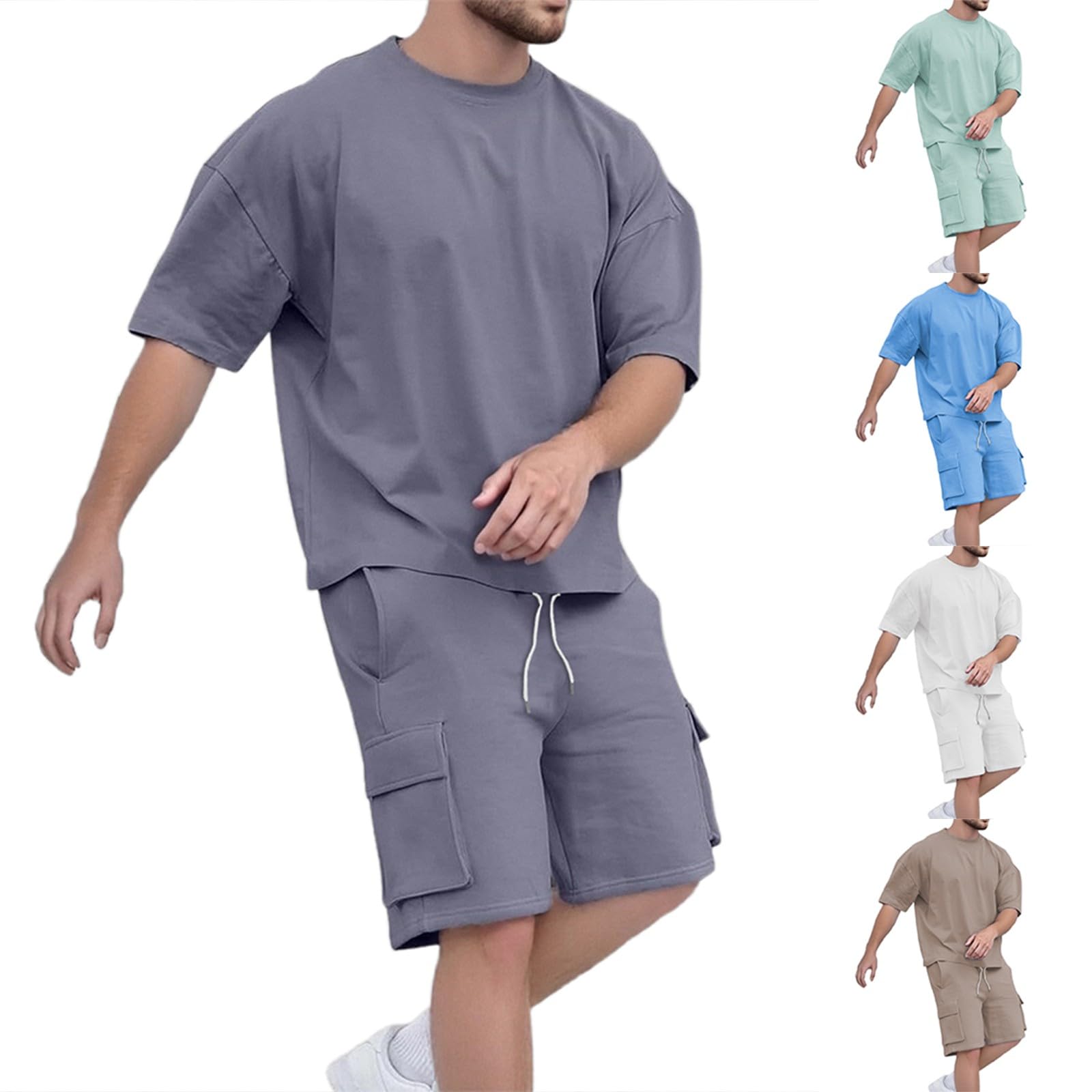 Survêtement 2 pièces pour homme - Survêtement d'été surdimensionné - T-shirt et short - 2 pièces - Survêtement de sport hip hop streetwear - Tenue de loisirs - Tenue à manches courtes pour homme