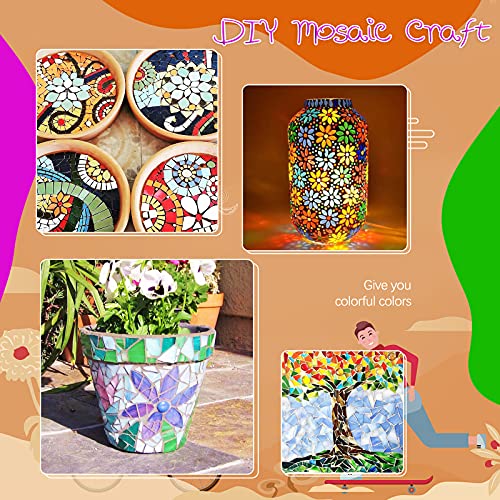 Mixed Color Petal Glass Mosaic Tiles, Water Drop Stained Mosaic Glass Pieces With Round Flat Glass Gems For Crafts #TOP5