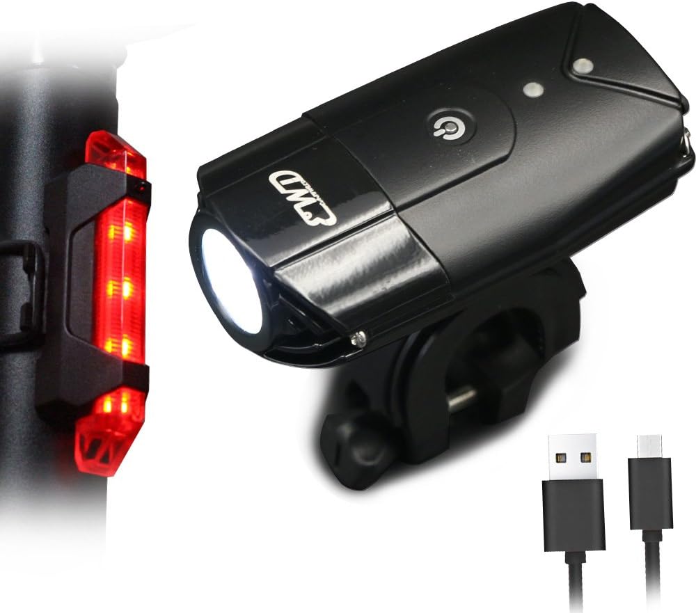 EASTWILD Rechargeable Bicycle Lights Front And Rear LED, USB Bike Headlight Super Bright, 2000mA / 900 Lumens Ultra Bright Bike lights set, Free Rechargeable Tail Light and Helmet Mount Included