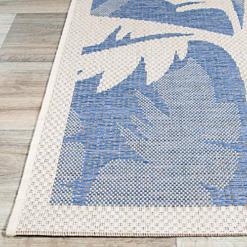 Couristan Monaco Indoor Outdoor Area Rug – Coastal Flora 2' x 3'7" in Ivory Sapphire – Flatwoven, Hose Washable, Pet Friendly Rug for Patio, Porch and Home Decor - Image 6