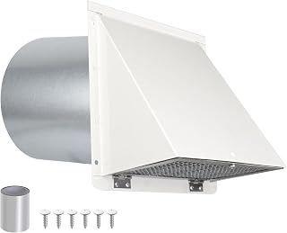 JYINCPED 6 Inch Galvanized Steel Hooded Wall Vent Cover with Screen & Damper - Outdoor Exhaust for Kitchen Hood, Dryer, Bathroom Fan